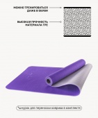Коврик для йоги Star Fit FM-201 TPE 173x61x0,5 см, фиолетовый-серый