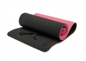 Коврик для йоги 10 мм двухслойный TPE черно-розовый Original Fit.Tools FT-YGM10-TPE-BPNK