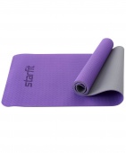 Коврик для йоги и фитнеса 173x61x0,5см Star Fit TPE FM-201 фиолетовый\серый
