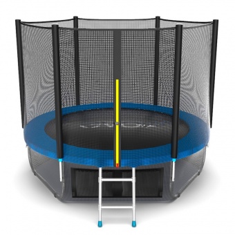 Батут с внешней сеткой и лестницей EVO Jump External 8ft+ нижняя сеть, синий