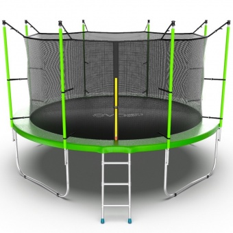 Батут с внутренней сеткой и лестницей EVO Jump Internal 12ftt, зеленый
