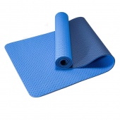 Коврик для йоги 2-х слойный 183х61х0,6см Sportex ТПЕ TPE-2T-3 синий\голубой (B34508)