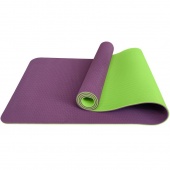 Коврик для йоги 183x61x0,6 см Sportex ТПЕ E33588 фиолетово\салатовый