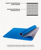 Коврик для йоги Star Fit FM-201 TPE 173x61x0,4 см, синий-серый