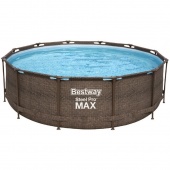 Каркасный бассейн круглый 305х100см+насос-фильтр Bestway Steel Pro Max 5617R Ротанг