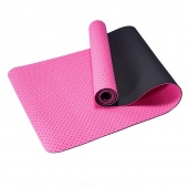 Коврик для йоги Sportex 2-х слойный ТПЕ 183х61х0,6 см TPE-2T-4 розовый\черный