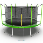 Батут с внутренней сеткой и лестницей EVO Jump Internal 12ftt, зеленый
