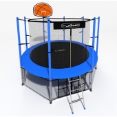 Батут i-Jump Classic Basket  12FT 366 см с нижней сетью и лестницей синий