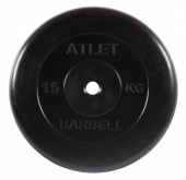 Диск обрезиненный d26мм MB Barbell MB-AtletB26-15 15кг черный