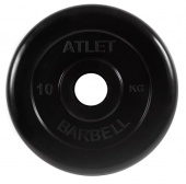Диск обрезиненный d51мм MB Barbell Atlet 10кг черный MB-AtletB51-10