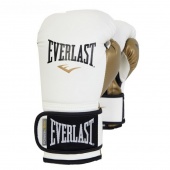 Перчатки тренировочные Everlast Powerlock PU 10 oz белый/золото P00000722