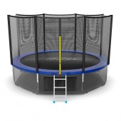 Батут с внешней сеткой и лестницей EVO Jump External 12ftt+ нижняя сеть, синий