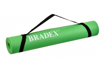 Коврик для йоги и фитнеса 183x61x0,4см Bradex с переноской SF 0694 зеленый