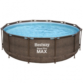 Каркасный бассейн круглый 305х100см+насос-фильтр Bestway Steel Pro Max 5617R Ротанг